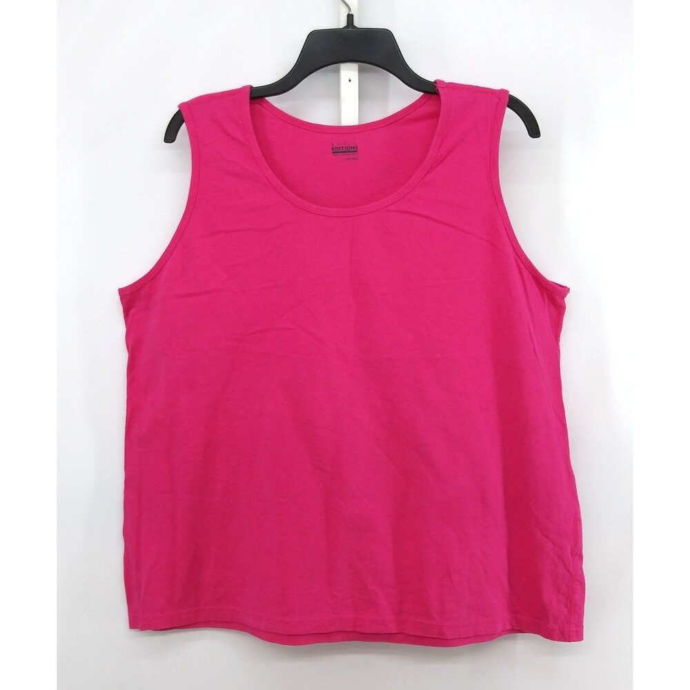 Basic Editions Shirt Women Plus Size 2XL Pink Tank Top Wide Strap Casual Top